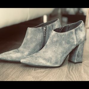 Grey velvet ankle boots